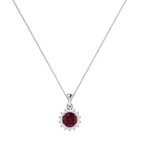 Diana Round Garnet and Shimmering Diamond Pendant in 18K Gold (0.6ct)