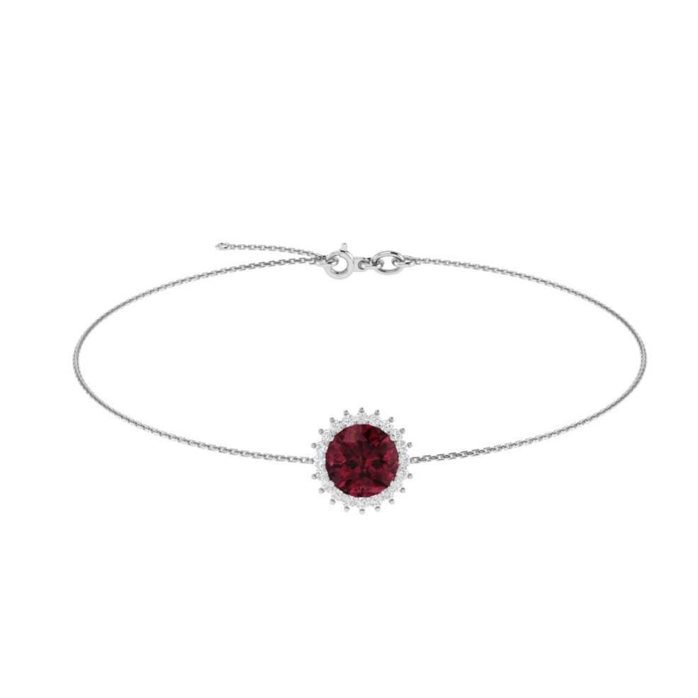 Diana Round Garnet and Shimmering Diamond Bracelet in 18K Gold (1.6ct)