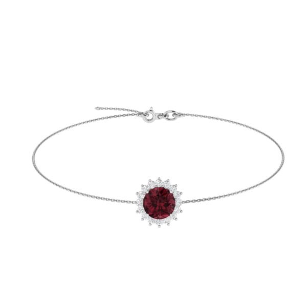 Diana Round Garnet and Sparkling Diamond Bracelet in 18K White Gold (2.5ct)