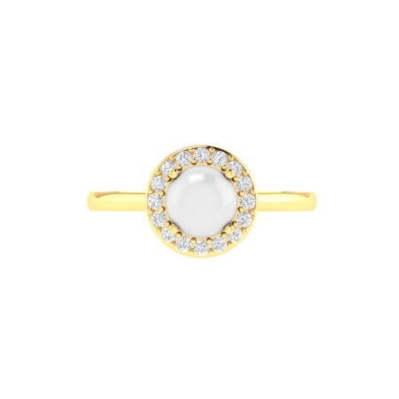 Diana Round Moonstone and Beaming Diamond Ring in 18K Gold (0.56ct)