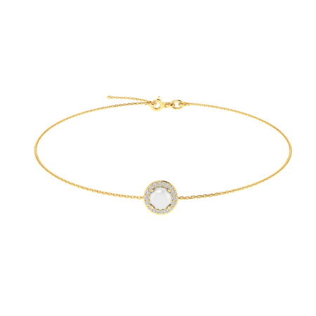 Diana Round Moonstone and Beaming Diamond Bracelet in 18K Gold (0.56ct)