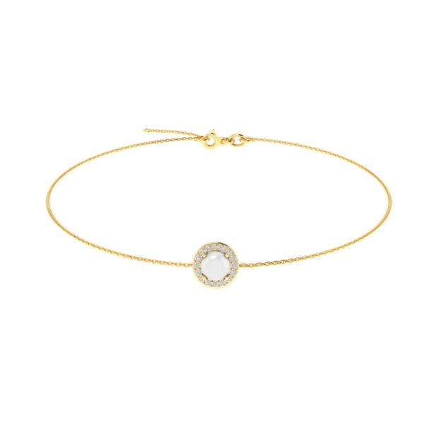 Diana Round Moonstone and Beaming Diamond Bracelet in 18K Yellow Gold (0.56ct)
