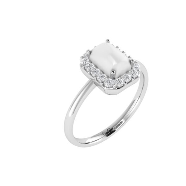 Diana Pear Moonstone and Beaming Diamond Ring in 18K White Gold (1.4ct)