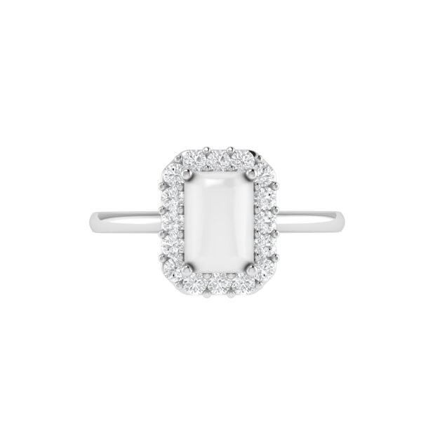 Diana Pear Moonstone and Beaming Diamond Ring in 18K White Gold (1.4ct)