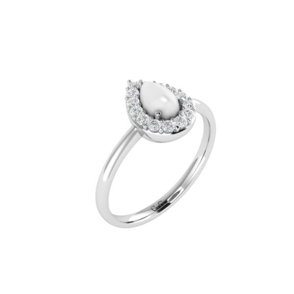 Diana Pear Moonstone and Beaming Diamond Ring in 18K White Gold (0.5ct)