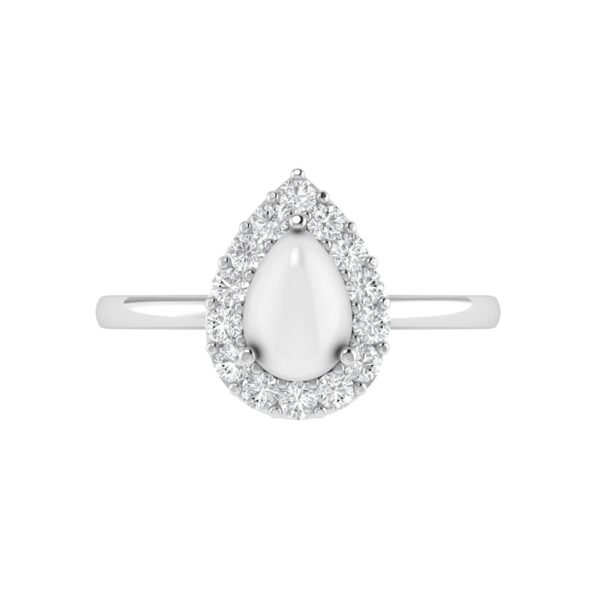 Diana Pear Moonstone and Beaming Diamond Ring in 18K White Gold (0.5ct)