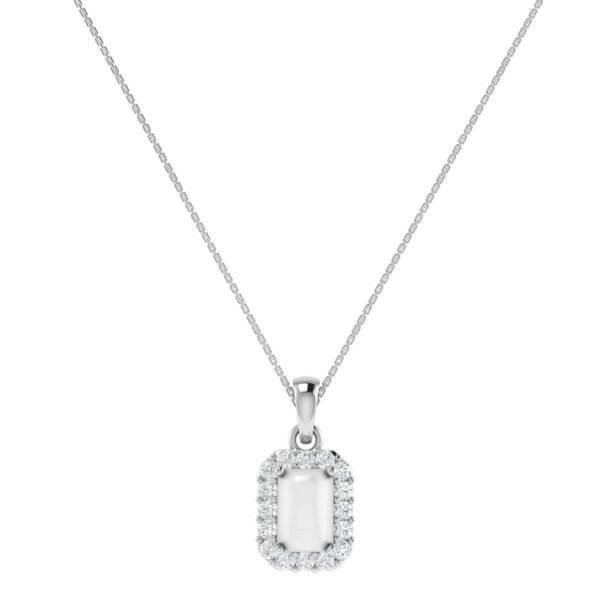Diana Pear Moonstone and Beaming Diamond Pendant in 18K White Gold (1.4ct)