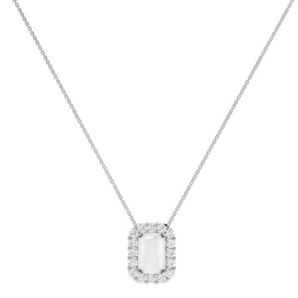 Diana Pear Moonstone and Beaming Diamond Necklace in 18K White Gold (1.4ct)
