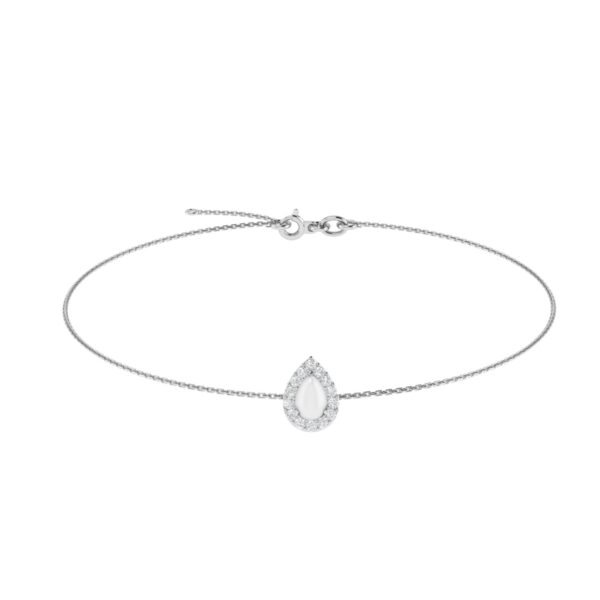 Diana Pear Moonstone and Beaming Diamond Bracelet in 18K White Gold (0.5ct)