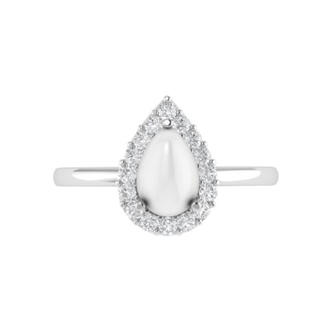 Diana Pear Moonstone and Beaming Diamond Ring in 18K Gold (0.25ct)