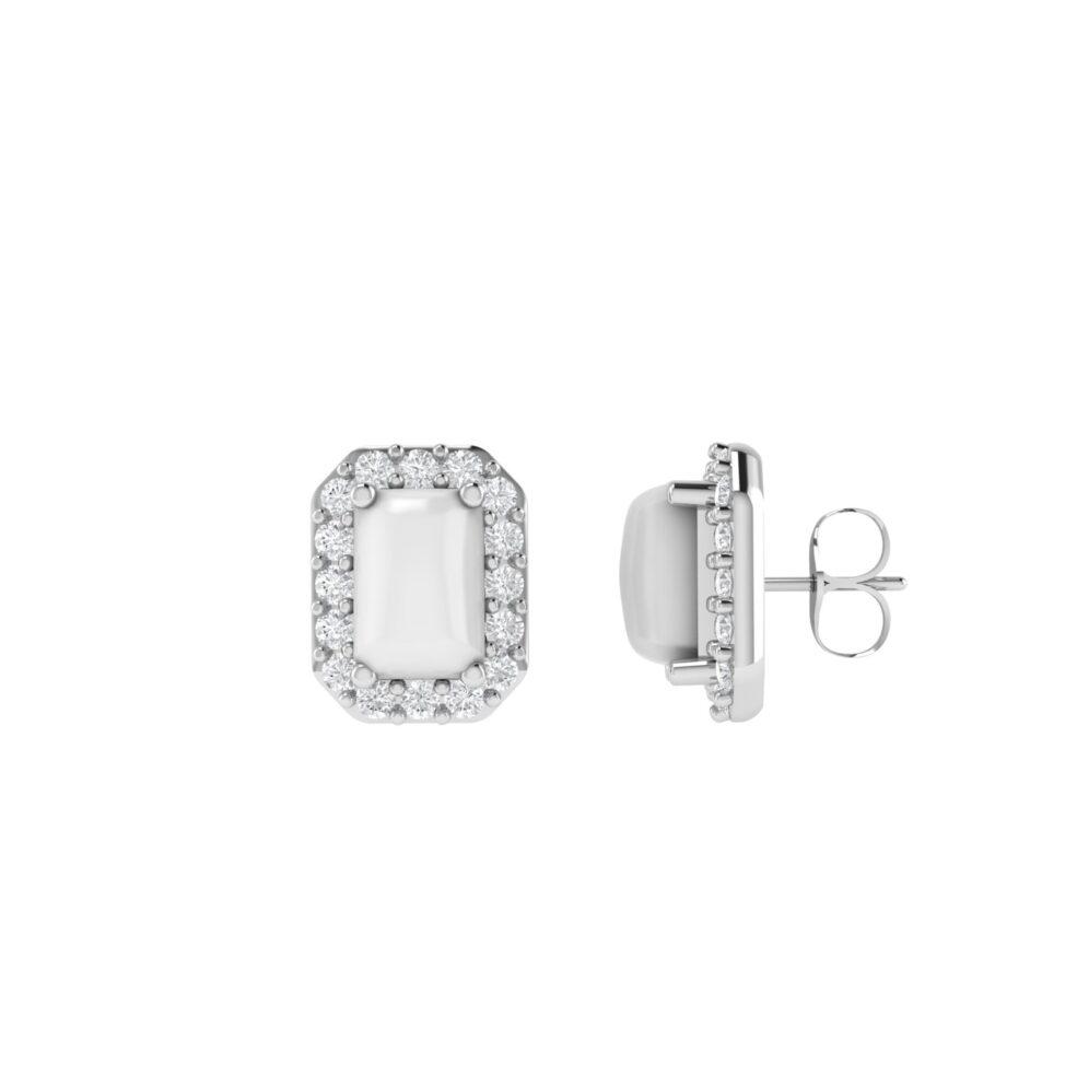 Diana Pear Moonstone and Beaming Diamond Earrings in 18K White Gold (2.8ct)