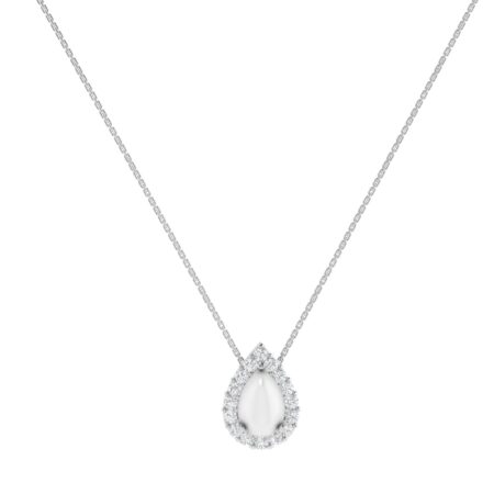 Diana Pear Moonstone and Beaming Diamond Necklace in 18K Gold (0.25ct)