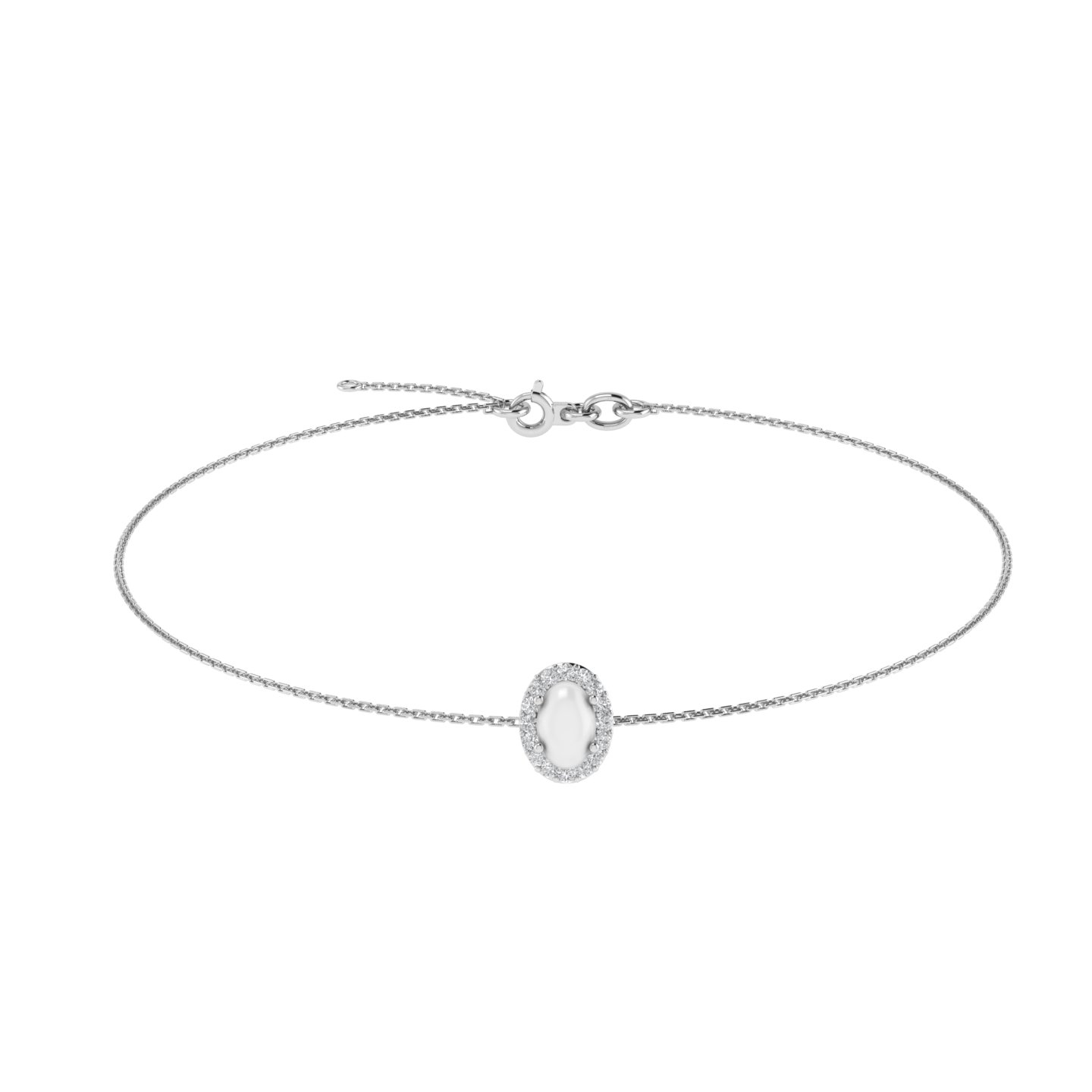 Diana Oval Moonstone and Beaming Diamond Bracelet in 18K Gold (0.25ct)
