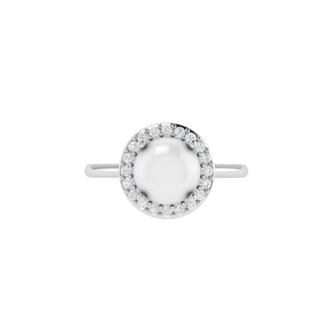 Diana Round Moonstone and Beaming Diamond Ring in 18K White Gold (2.5ct)