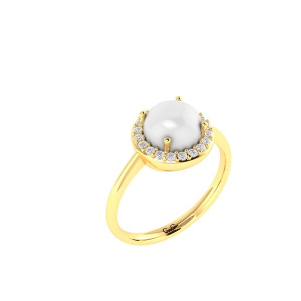 Diana Round Moonstone and Beaming Diamond Ring in 18K Yellow Gold (2.5ct)