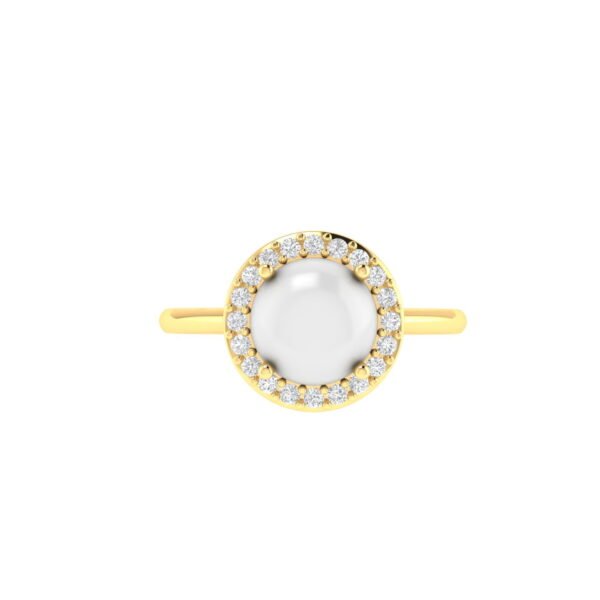 Diana Round Moonstone and Beaming Diamond Ring in 18K Yellow Gold (2.5ct)