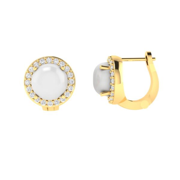 Diana Round Moonstone and Beaming Diamond Earrings in 18K Yellow Gold (5ct)