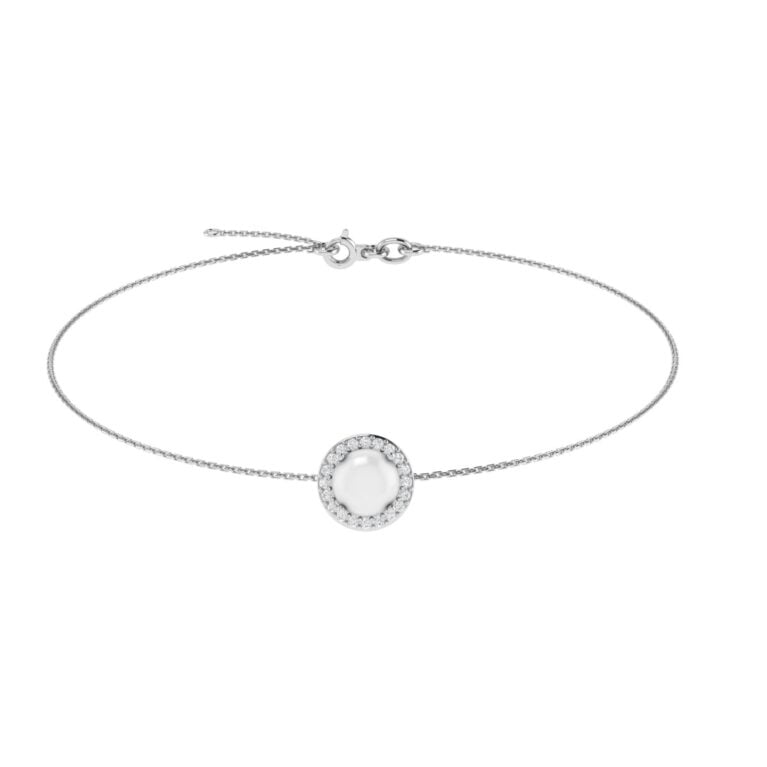 Diana Round Moonstone and Beaming Diamond Bracelet in 18K White Gold (2.5ct)