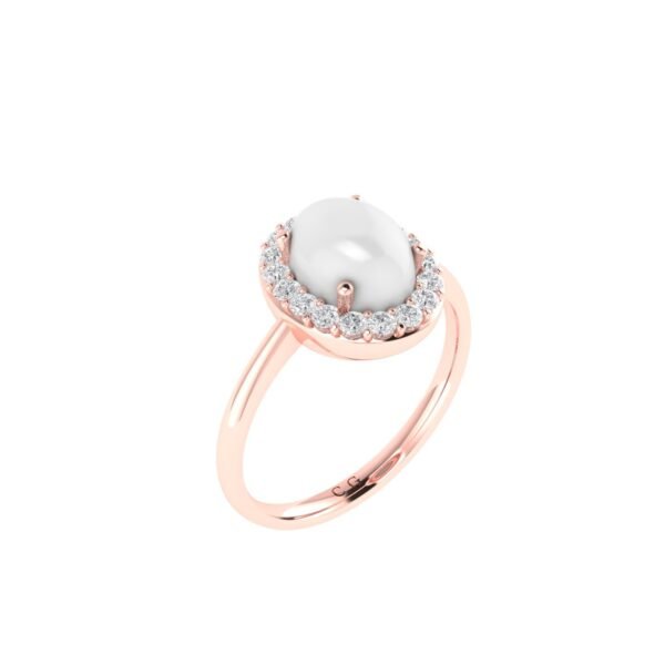 Diana Oval Moonstone and Radiant Diamond Ring in 18K Rose Gold (2ct)