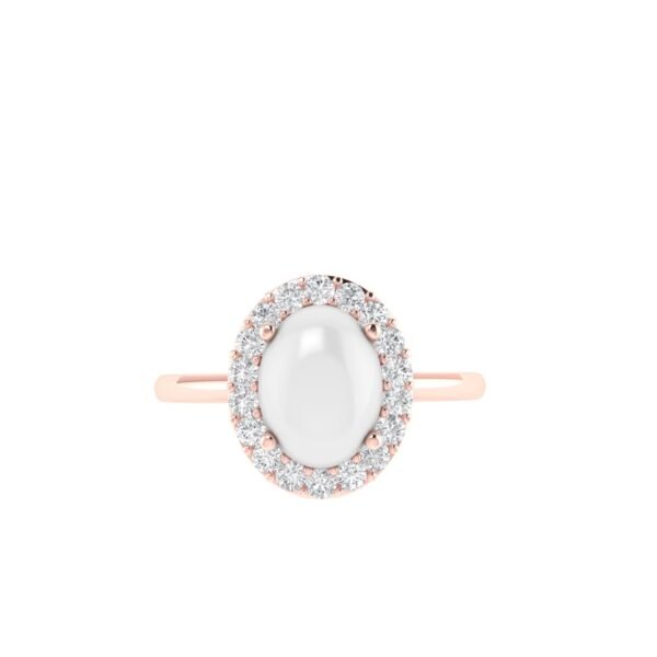 Diana Oval Moonstone and Radiant Diamond Ring in 18K Rose Gold (2ct)