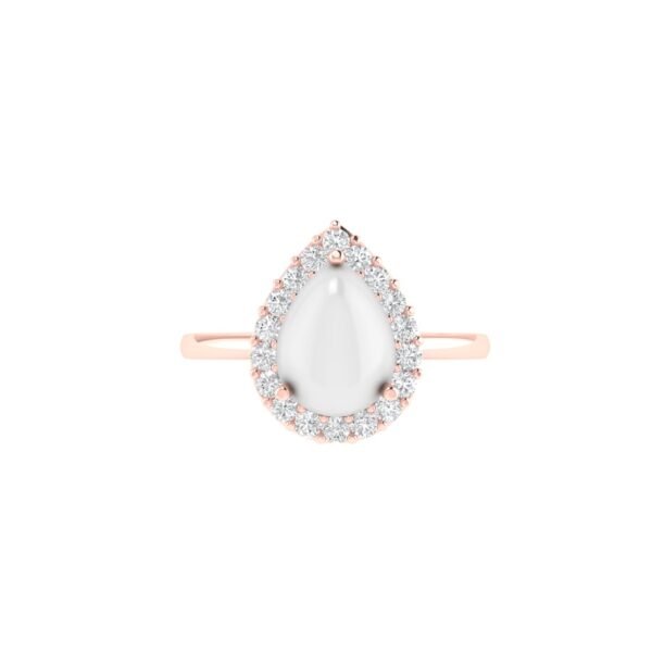 Diana Pear Moonstone and Radiant Diamond Ring in 18K Rose Gold (1.1ct)