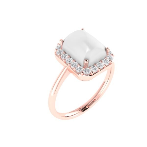 Diana Pear Moonstone and Radiant Diamond Ring in 18K Rose Gold (2ct)