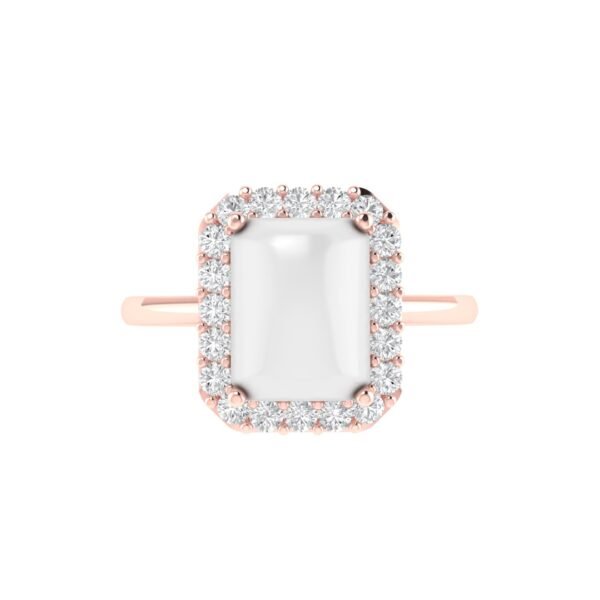 Diana Pear Moonstone and Radiant Diamond Ring in 18K Rose Gold (2ct)