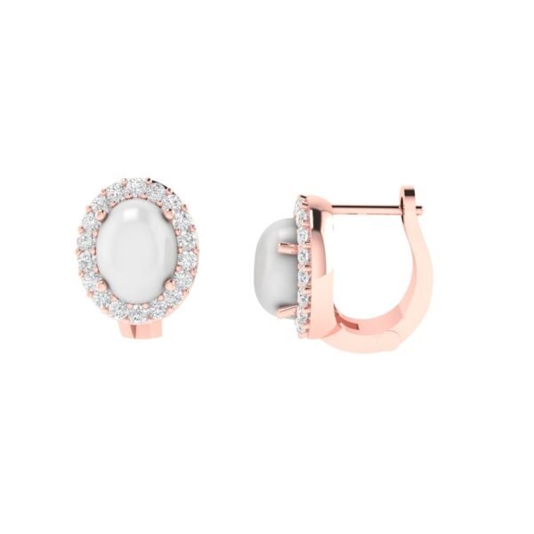 Diana Oval Moonstone and Radiant Diamond Earrings in 18K Rose Gold (4ct)