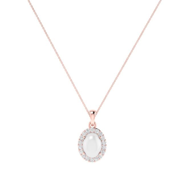 Diana Oval Moonstone and Radiant Diamond Pendant in 18K Rose Gold (2ct)
