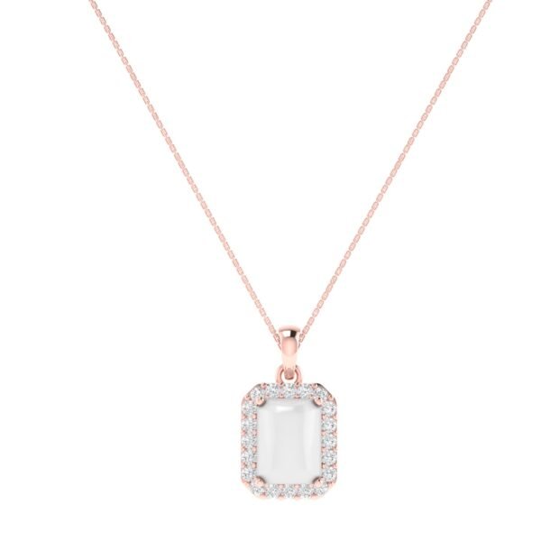 Diana Pear Moonstone and Radiant Diamond Pendant in 18K Rose Gold (2ct)