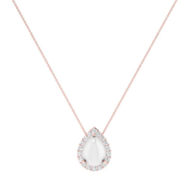 Diana Pear Moonstone and Radiant Diamond Necklace in 18K Rose Gold (1.1ct)