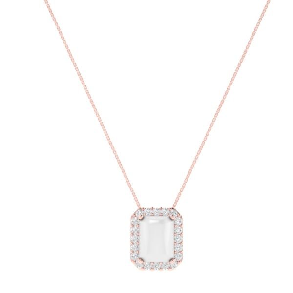 Diana Pear Moonstone and Radiant Diamond Necklace in 18K Rose Gold (2ct)