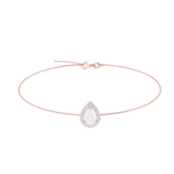 Diana Pear Moonstone and Radiant Diamond Bracelet in 18K Rose Gold (1.1ct)