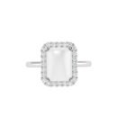 Diana Emerald  Cut Moonstone and Beaming Diamond Ring in 18K Gold (1ct)