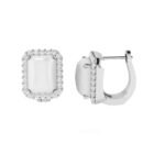 Diana Emerald  Cut Moonstone and Beaming Diamond Earrings in 18K Gold (2ct)