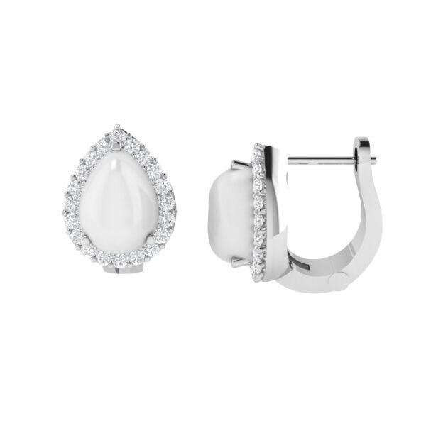 Diana Pear Moonstone and Beaming Diamond Earrings in 18K White Gold (2.2ct)