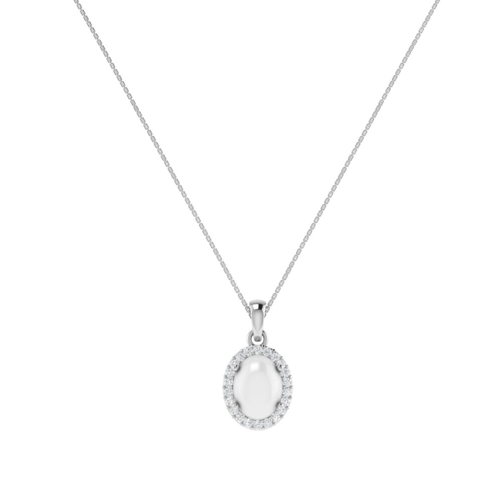 Diana Oval Moonstone and Beaming Diamond Pendant in 18K Gold (1ct)