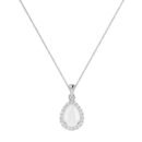 Diana Pear Moonstone and Beaming Diamond Pendant in 18K White Gold (1.1ct)