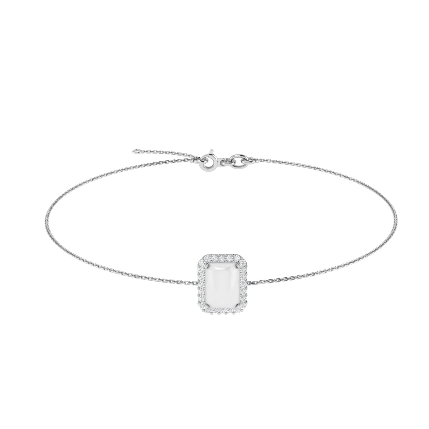 Diana Emerald  Cut Moonstone and Beaming Diamond Bracelet in 18K Gold (1ct)