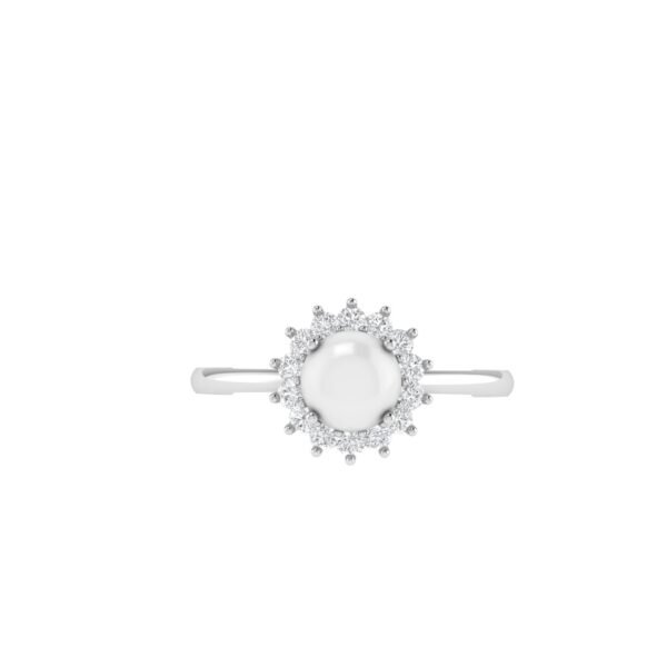 Diana Round Moonstone and Beaming Diamond Ring in 18K White Gold (1ct)