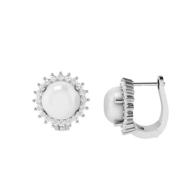 Diana Round Moonstone and Beaming Diamond Earrings in 18K Gold (3.1ct)