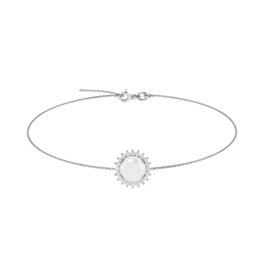 Diana Round Moonstone and Beaming Diamond Bracelet in 18K Gold (1.55ct)