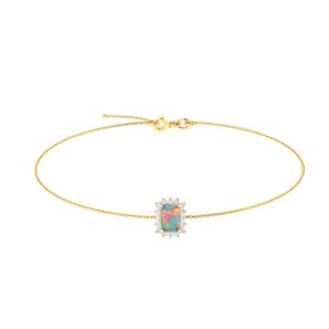 Diana Emerald-Cut Opal and Shining Diamond Bracelet in 18K Yellow Gold (0.6ct)