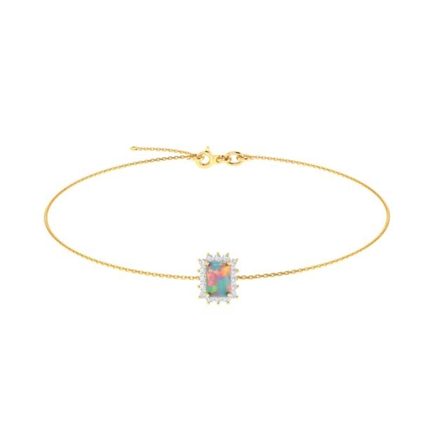 Diana Emerald-Cut Opal and Shining Diamond Bracelet in 18K Yellow Gold (0.6ct)