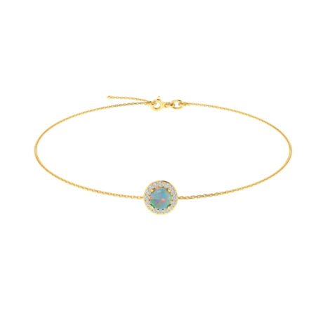 Diana Round Opal and Shining Diamond Bracelet in 18K Gold (0.34ct)