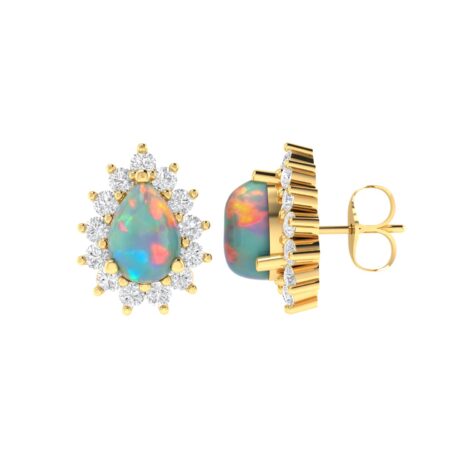 Diana Pear Opal and Shining Diamond Earrings in 18K Yellow Gold (0.56ct)