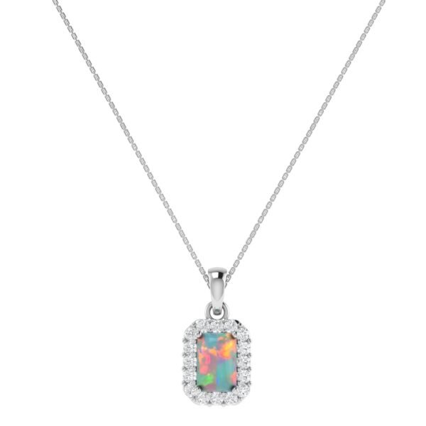 Diana Pear Opal and Shining Diamond Pendant in 18K White Gold (1.03ct)