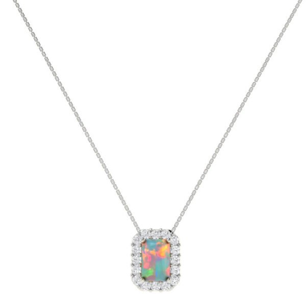 Diana Pear Opal and Shining Diamond Necklace in 18K White Gold (1.03ct)