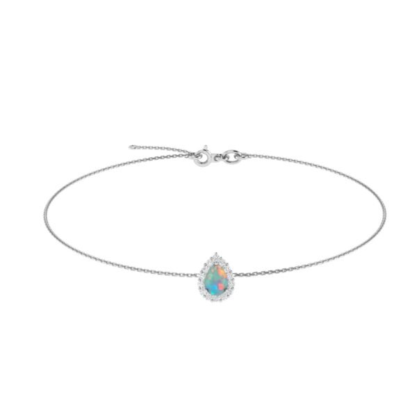 Diana Pear Opal and Shining Diamond Bracelet in 18K White Gold (0.28ct)