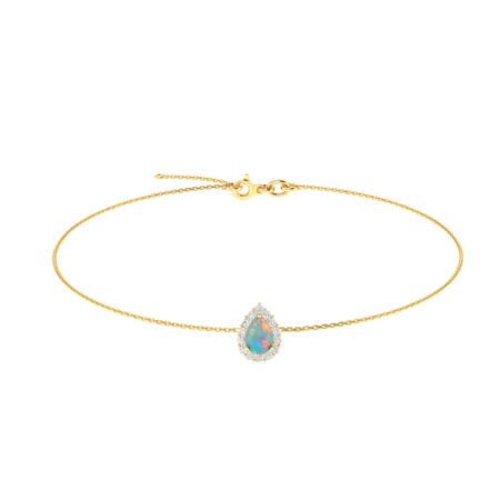 Diana Pear Opal and Shining Diamond Bracelet in 18K Yellow Gold (0.28ct)